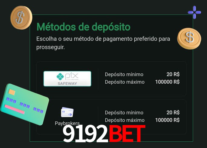 O cassino 9192bet oferece uma grande variedade de métodos de pagamento